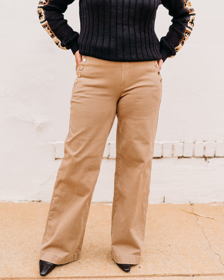 Joseph Ribkoff: Classic Wide Leg Pull-On Jeans in Fawn (254919)