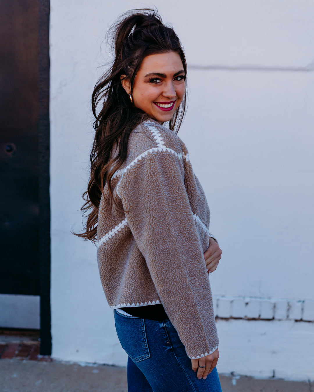 UGG: Ellison Uggfluff Shell Jacket in Sand Heather