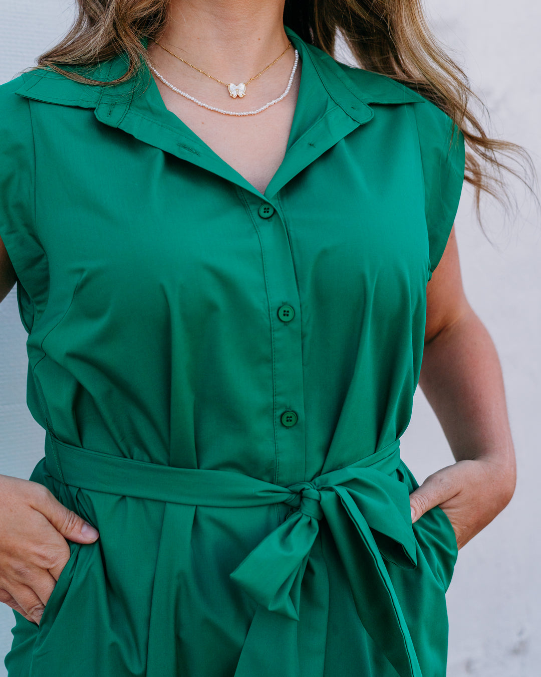 Jade: Round Hem Midi Dress in Green (76A8056) - The Vogue Boutique