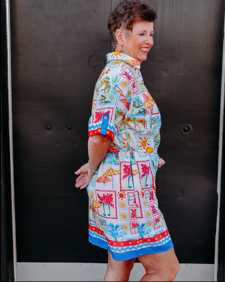 Joy Joy: Placket Shirt Dress in Sunny Vacay (77D4982)