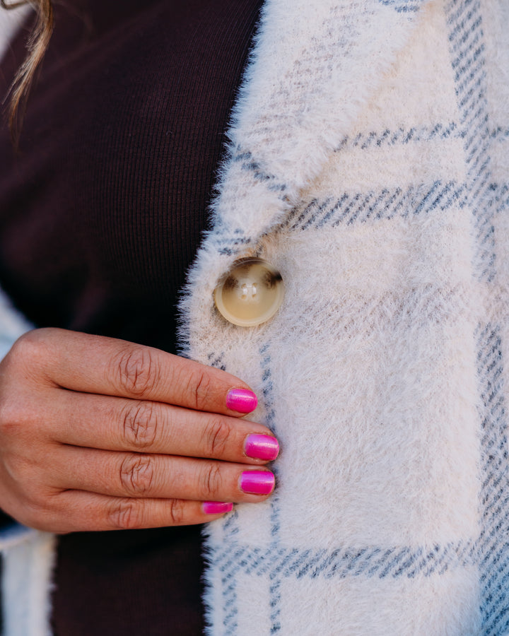 Charlie B: Plaid Knit Jacket in Ivory