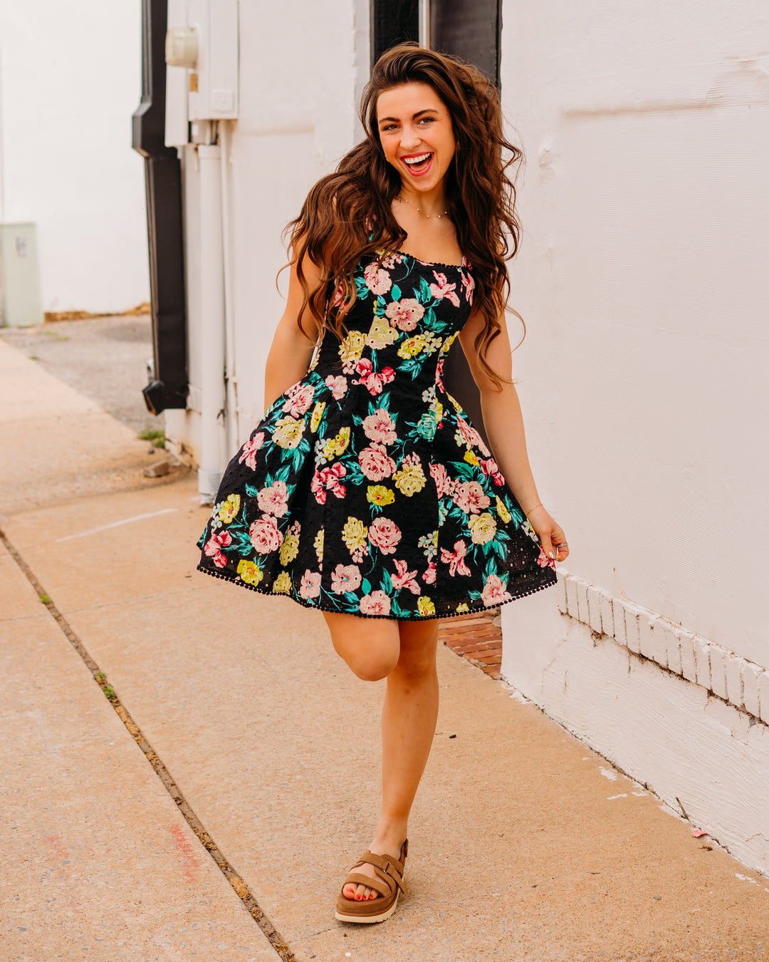 Steve Madden: Olympia Dress in BLK DITSY FLORAL (SB14095) - The Vogue Boutique