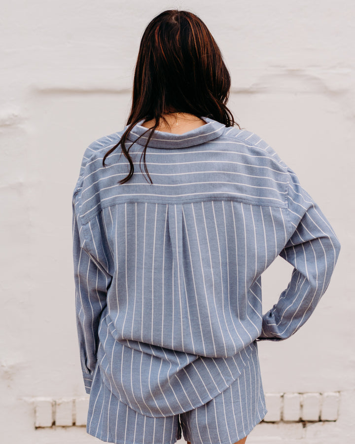 Z Supply: River Plaid Button Up in Blue Velvet