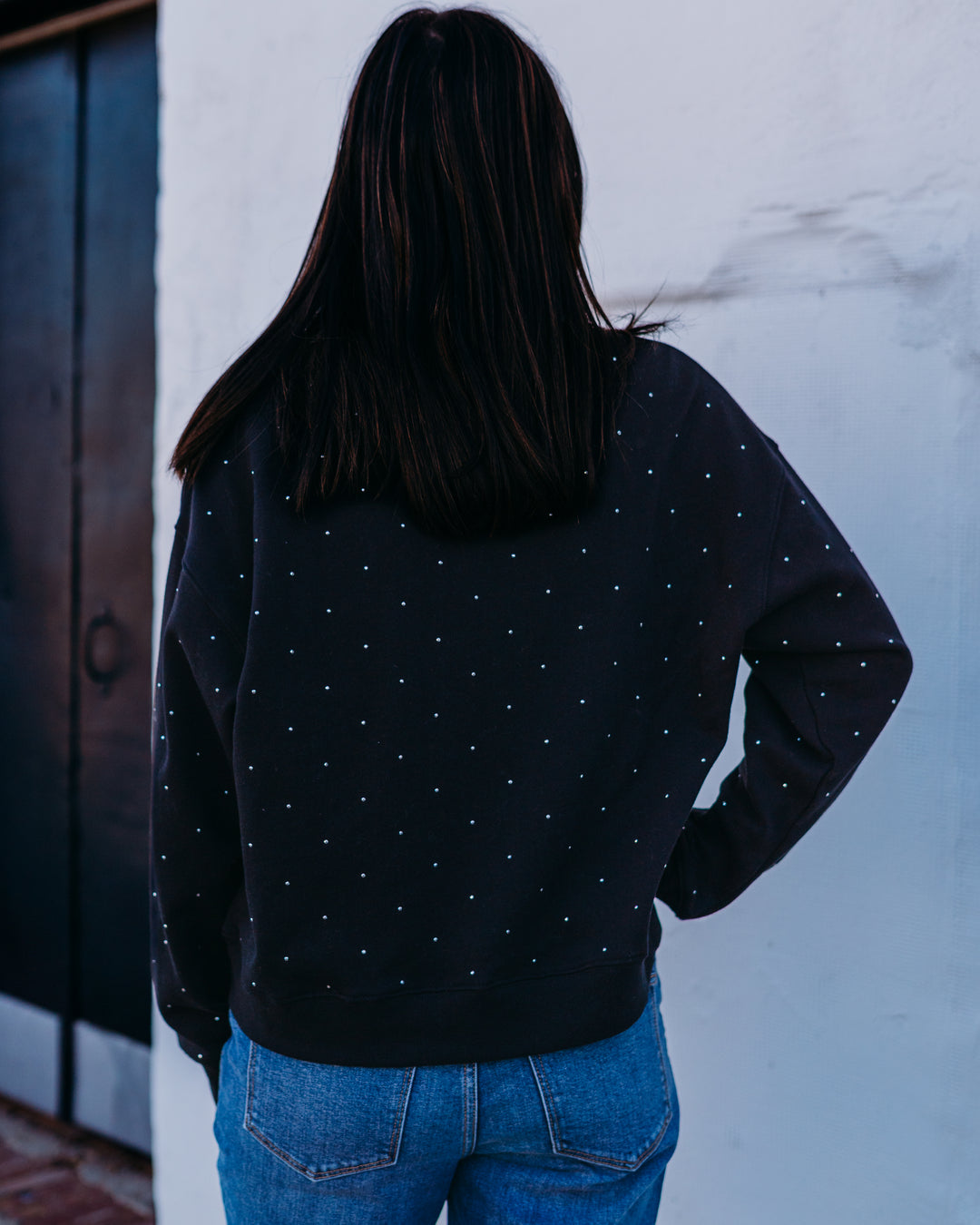 Z Supply: Sparkle Crew Neck Sweatshirt in Black