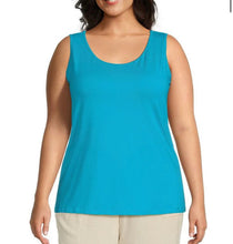 Load image into Gallery viewer, Multiples: Double Scoop Neck Solid Knit Tank Top in Ocean M244110TM
