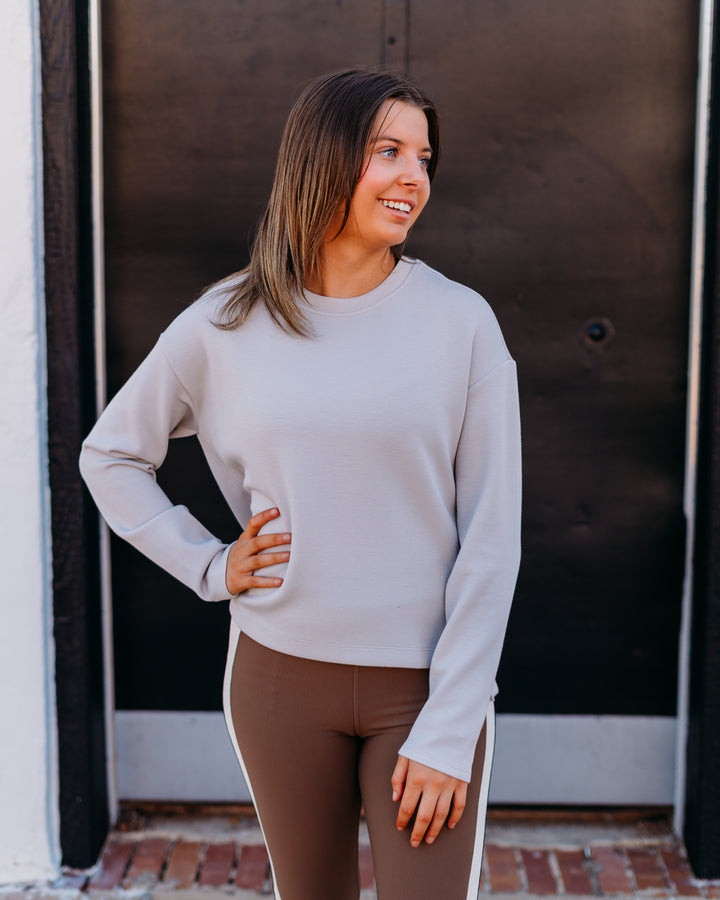 Spanx: Airessentials LS Side Slit Top in French Grey