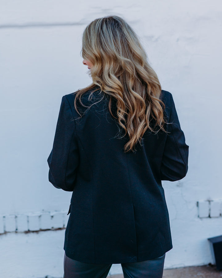 Karen Kane: Contrast ponte Knit Blazer in Black/Cream