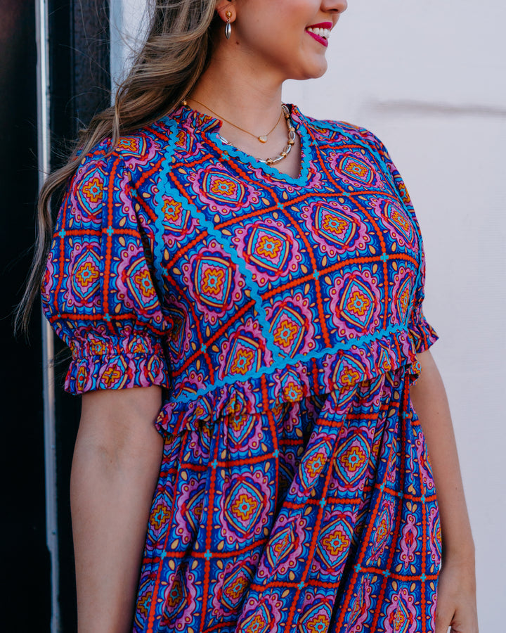 Sister Mary: Talia Dress in Pink Tiles