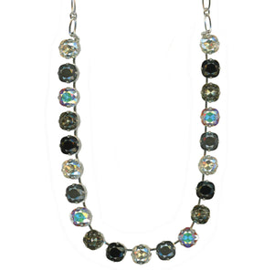 Mariana: Silver Large Cushion Cut Necklace in "Obsidian Shores"