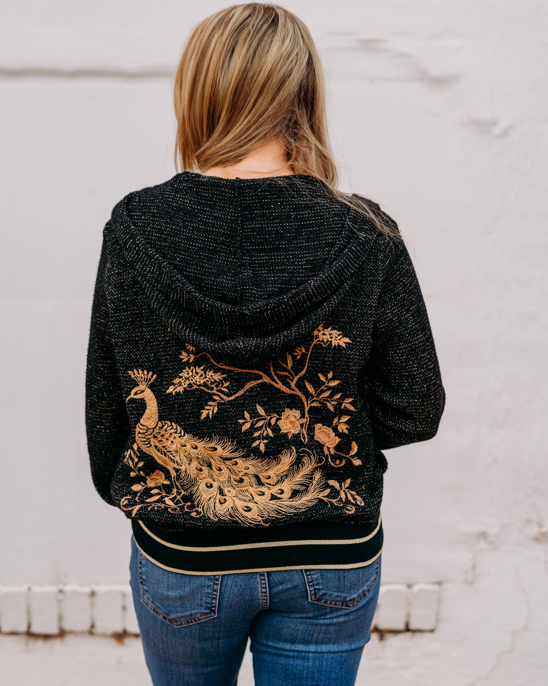 Johnny Was: Metallic Thermal Zip Up Hoodie in Black