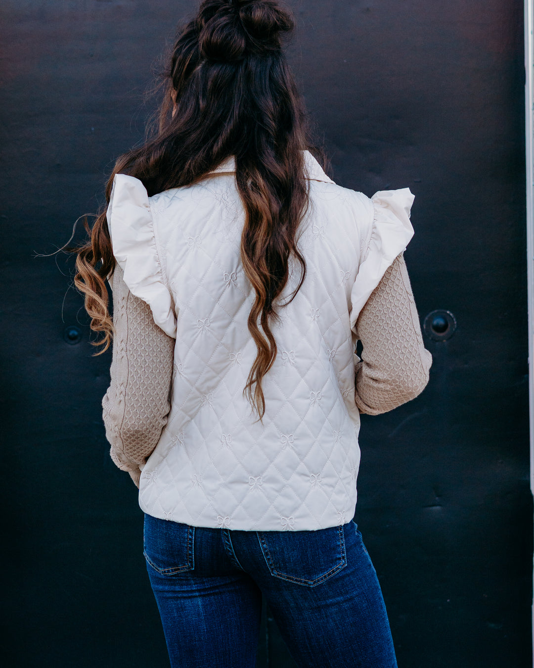 Jodifl: Puffer Vest with Bows in Ivory