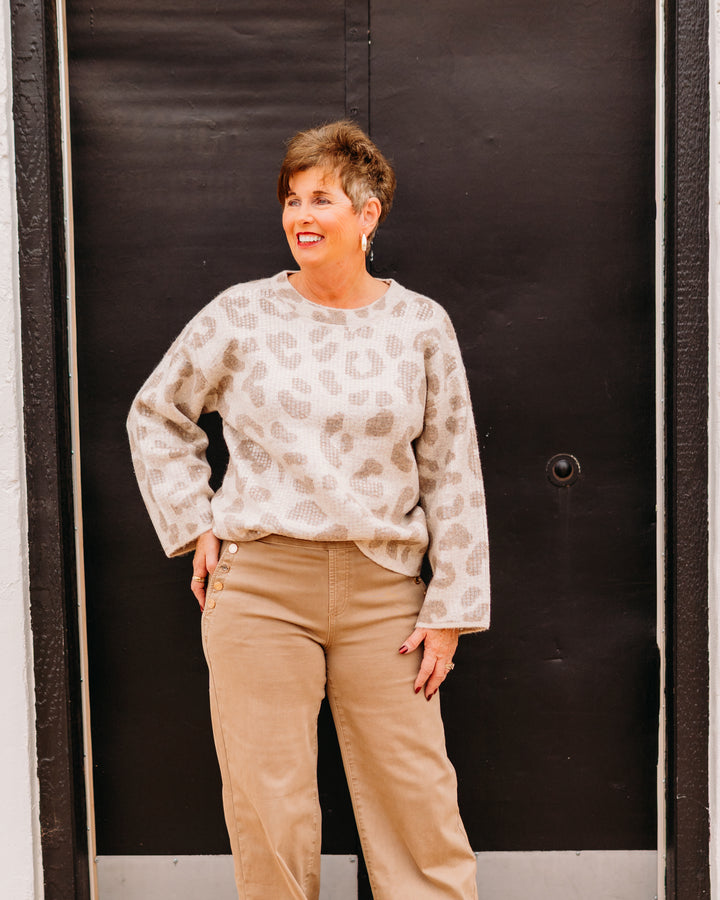 Tribal: Long Sleeve Crew Neck Sweater in Sandstone/Sequins