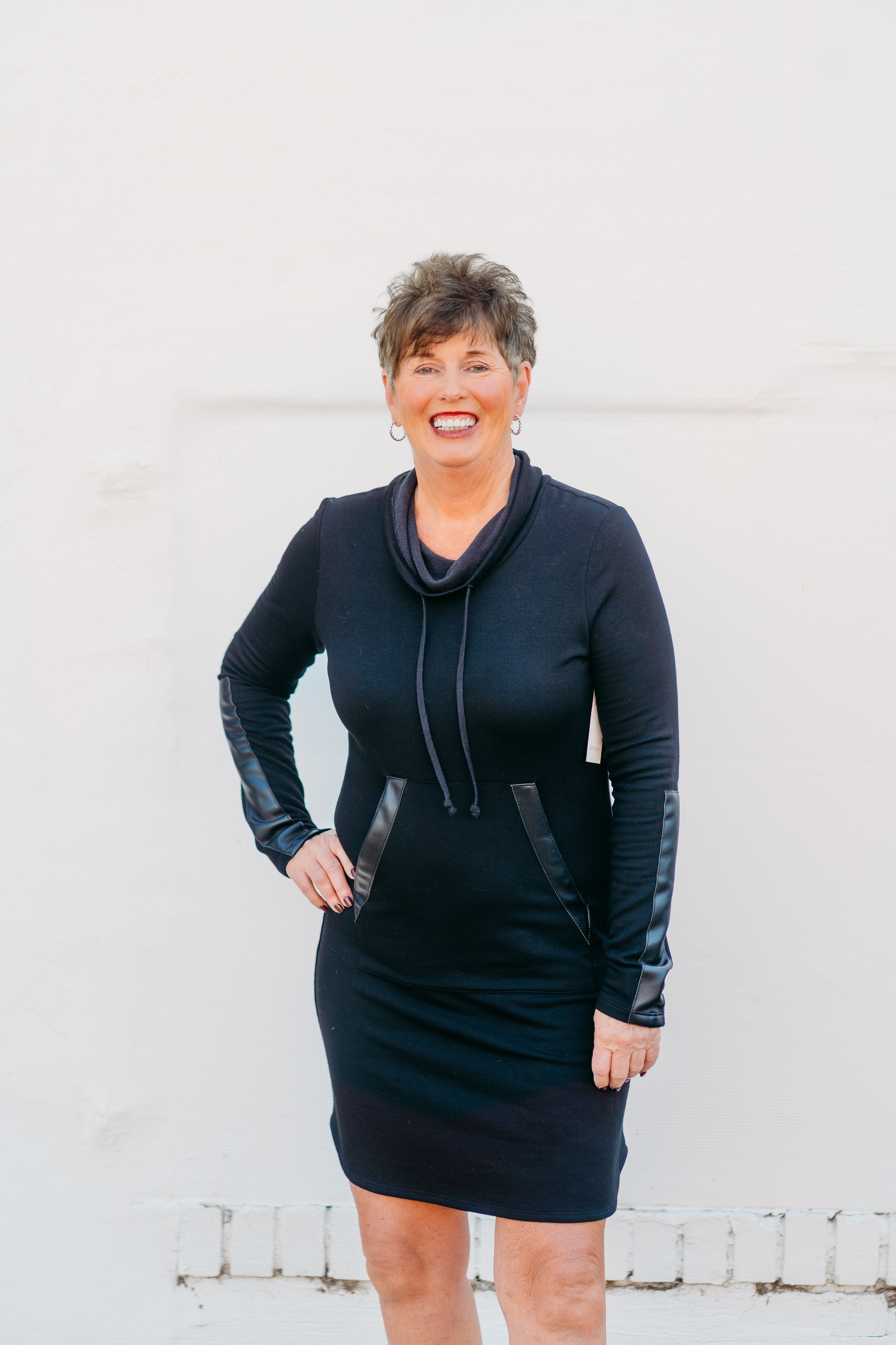 Karen Kane: Faux Leather Patch Dress in Black 3L24007 – The