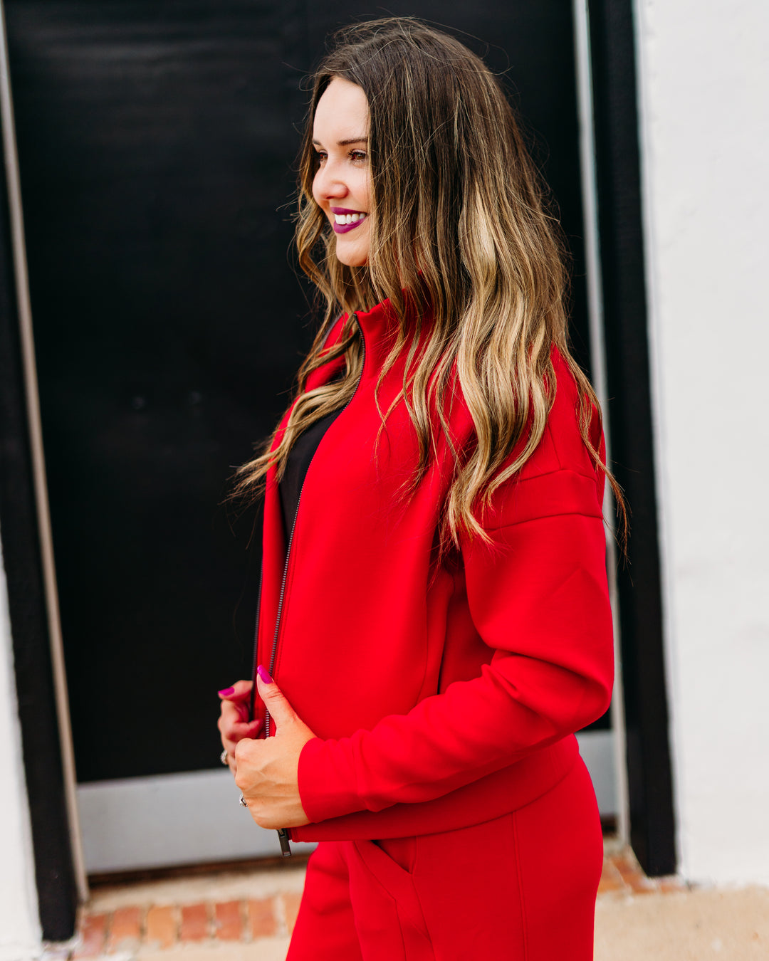 Spanx: Airessentials Track Jacket in Spanx Red 21642R