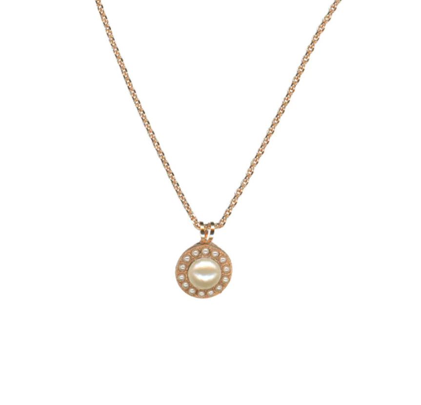 Mariana: Rose Gold Large Halo Pendant in 