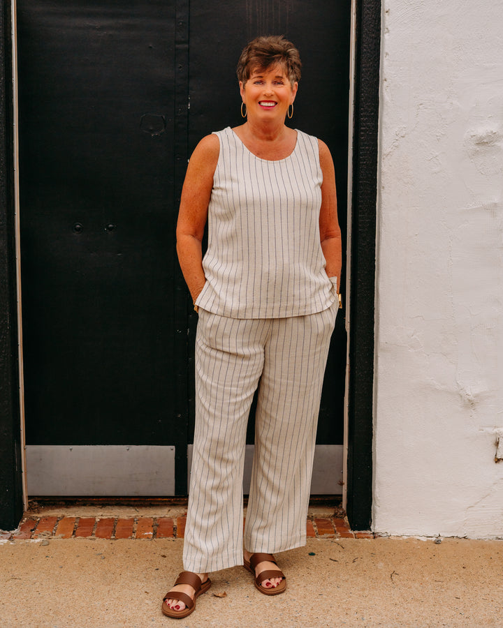 Multiples: Double Scoop Neck Tank in Flax (M26712TM)