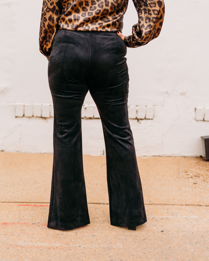 Karen Kane: Faux Suede Front Slit Pants in Black 3L71511