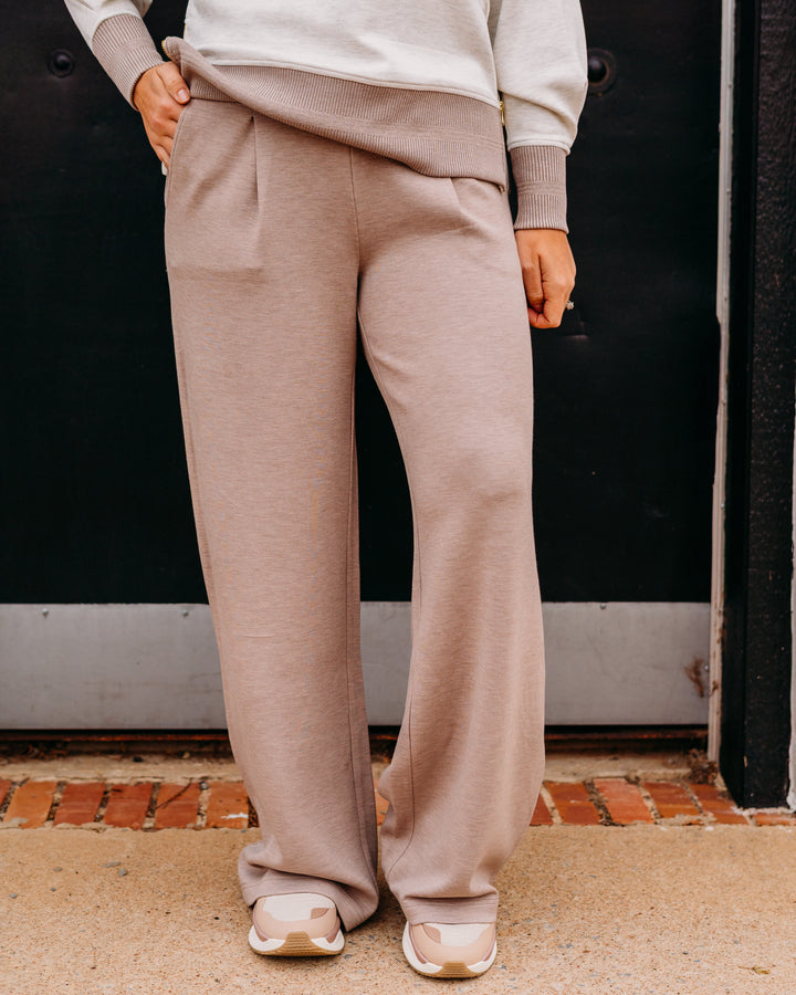 Varley: The Extra Wide Leg Pant 32' in Taupe Marl