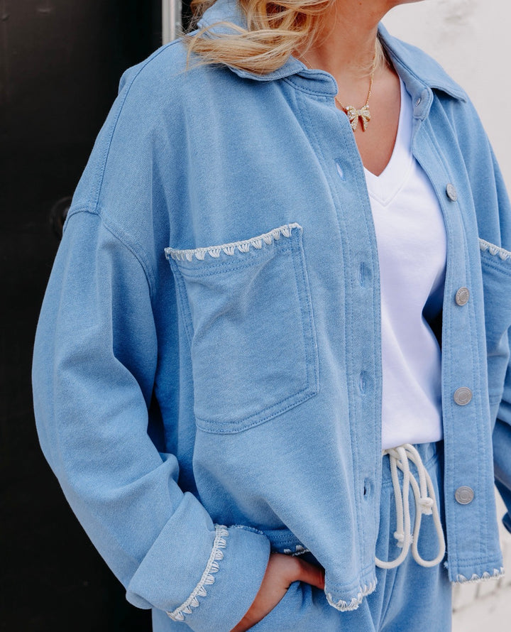 Z Supply: All Day Crop Whipstitch Jacket in Santorini Indigo (ZJ261234)