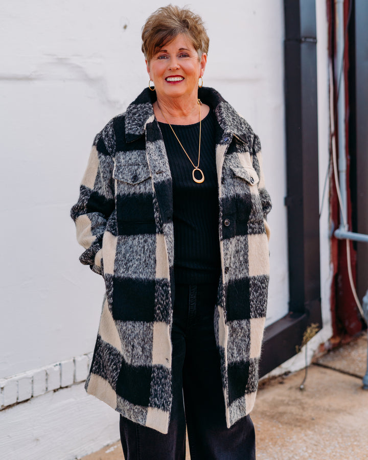 Dear John: Carmine Black/Cream Plaid Cardigan