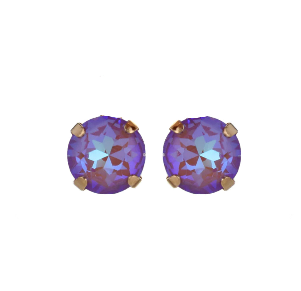 Mariana: Gold Stud Earrings in Sun Kissed “Lavender”