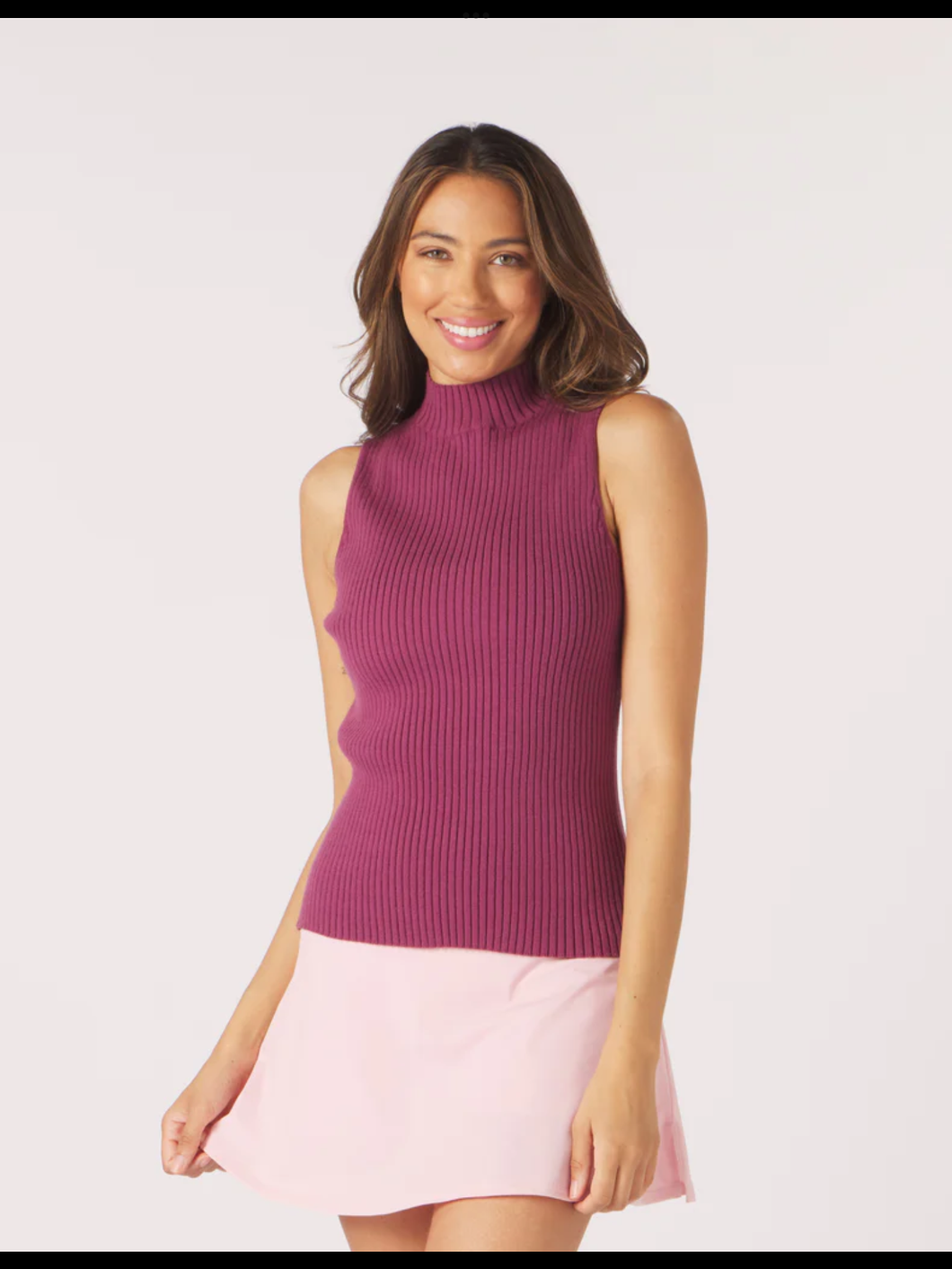 Glyder: Couture Mock Neck Tank in Rouge PDP-7029