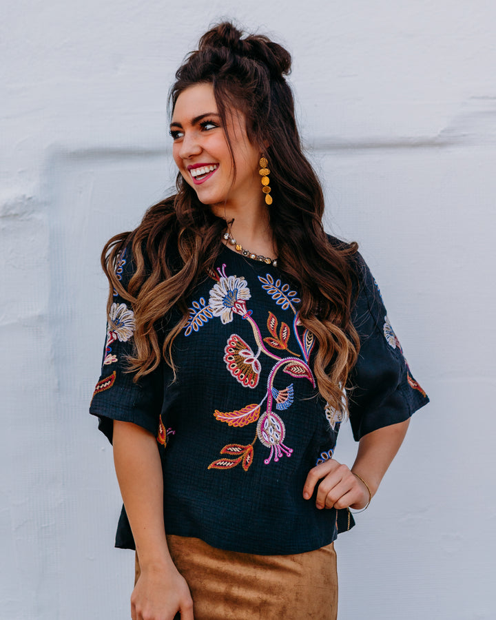 Johnny Was: Mixed Media Dolman Blouse in Gineva