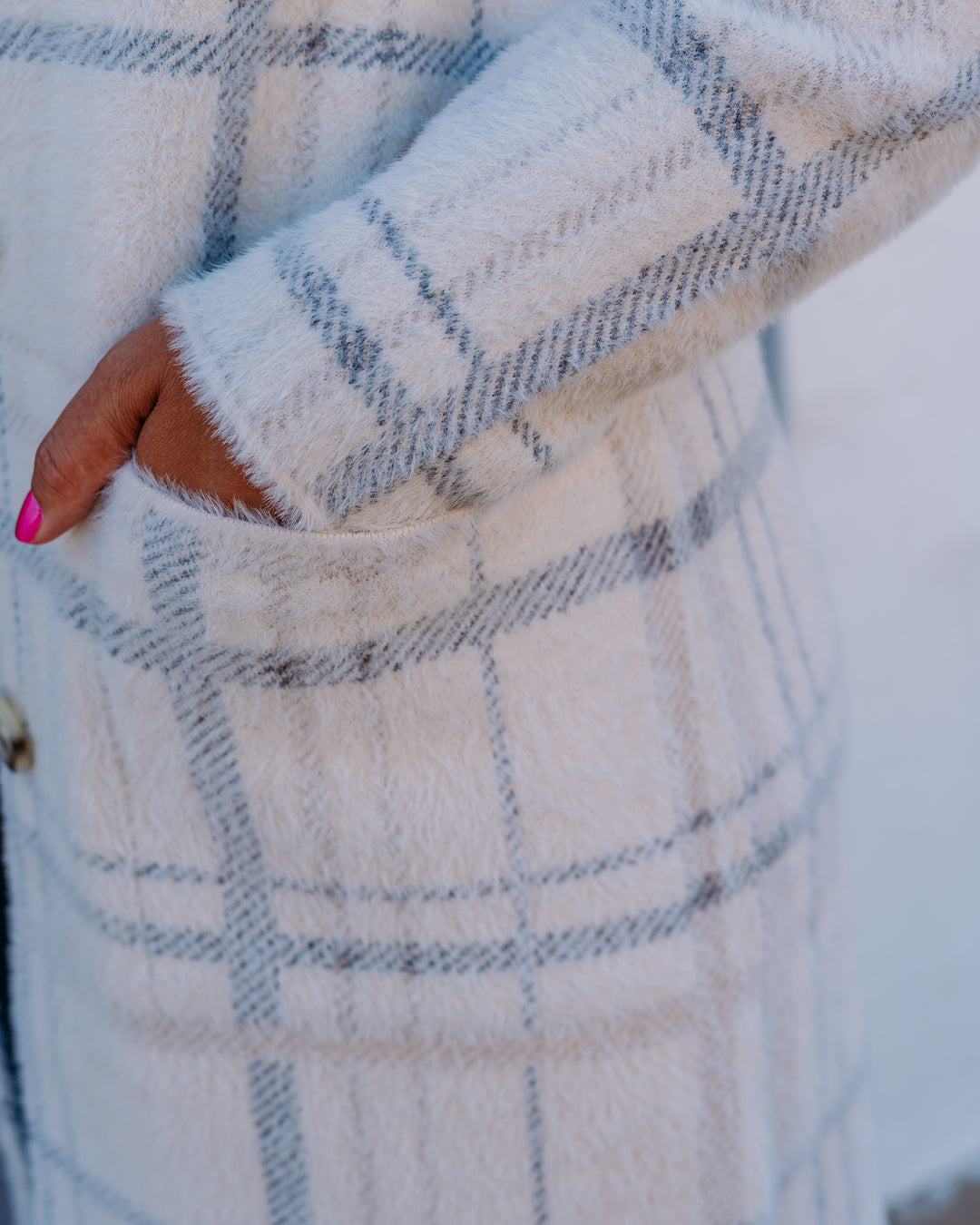 Charlie B: Plaid Knit Jacket in Ivory