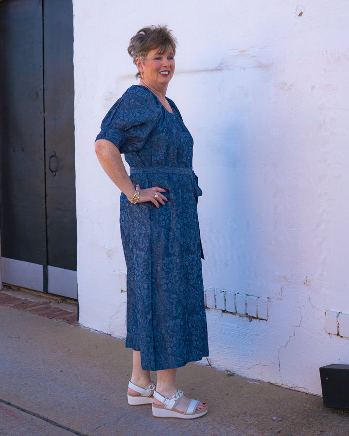 Uncle Frank: Tucked Sleeve Denim Dress in Indigo (74623)