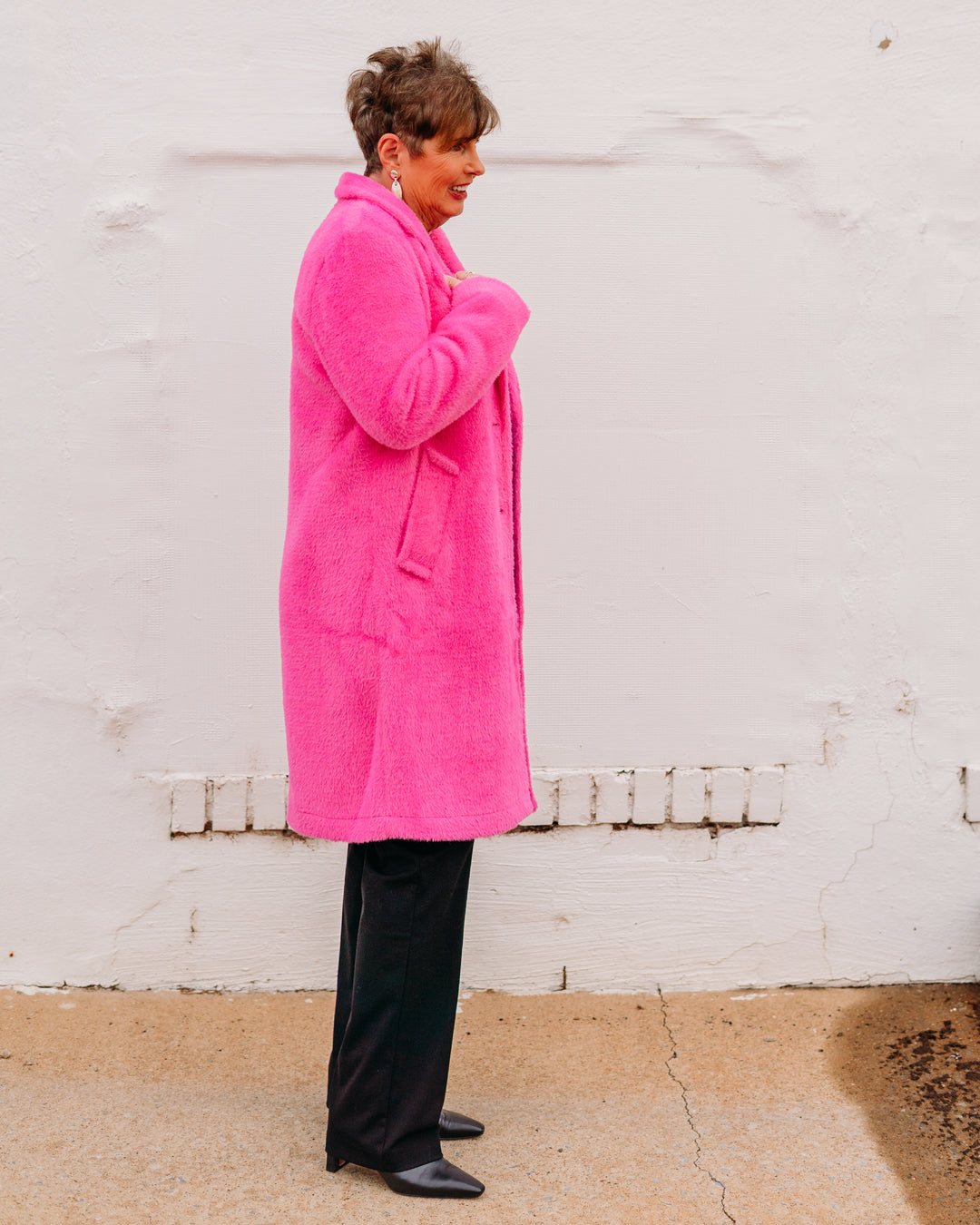 Tribal: Long Sleeve Button Front Coat in Pink Flambe (22850-8303)