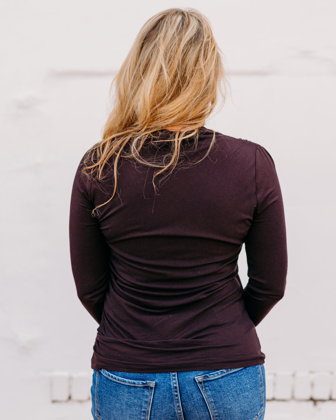 Liverpool: Long Sleeve Mock Neck Knit Top in Java