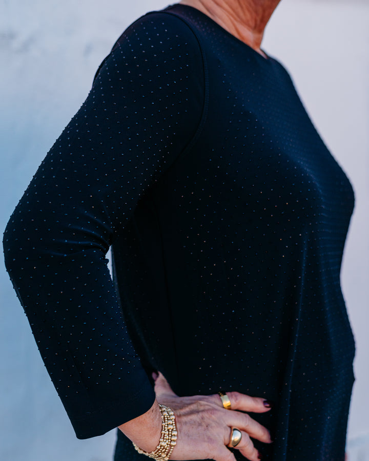 Multiples: (Merry & Bright) Black Heatseal Knit Top M45602TM