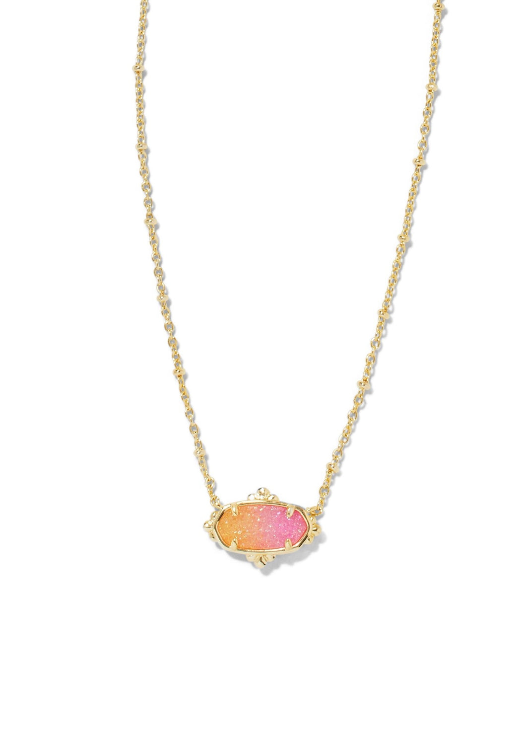 Kendra Scott: Elisa Petal Frame Necklace in Gold Sunrise Ombré Drusy