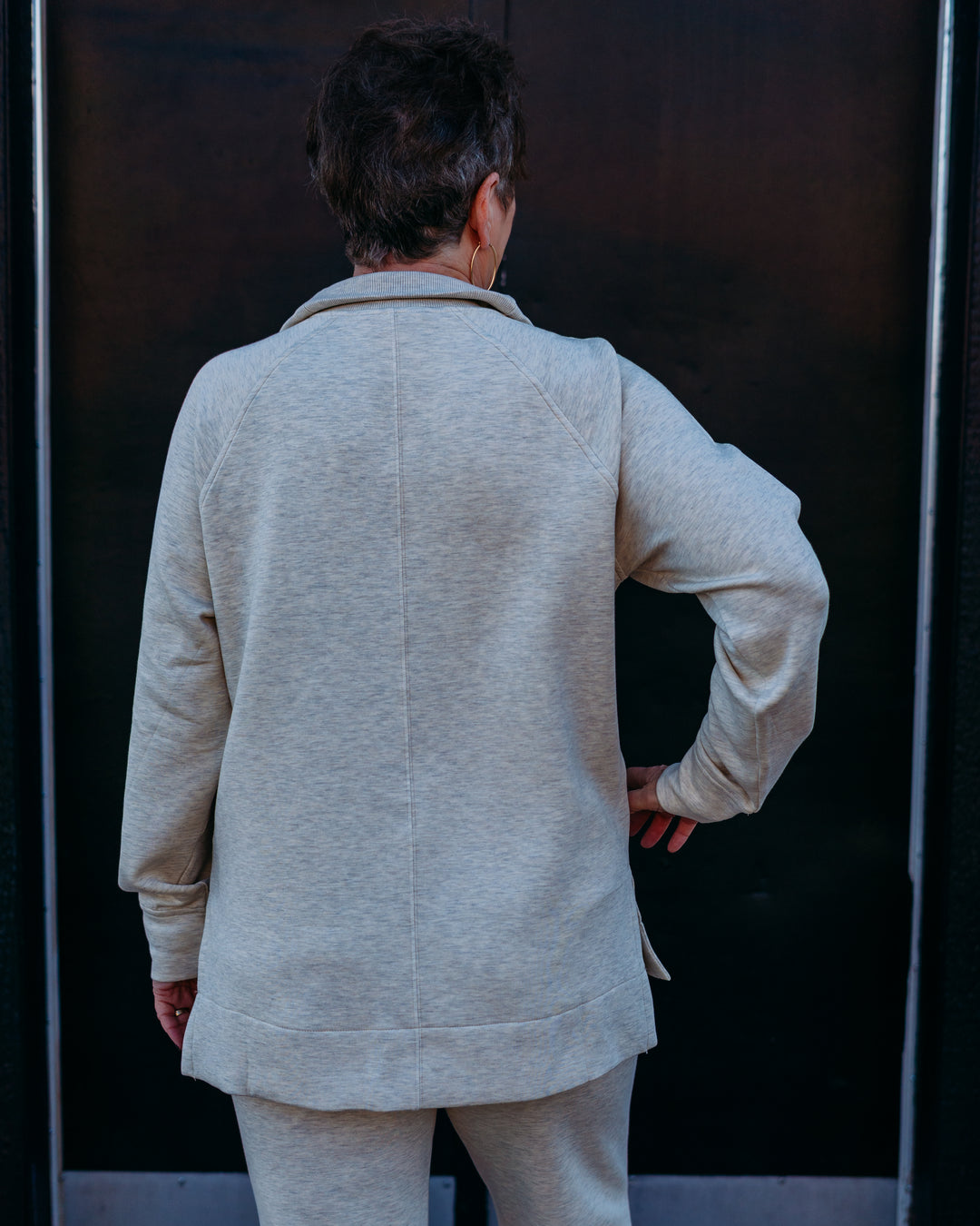 Spanx: Brushed AE Half Zip Tunic in Heather Cream