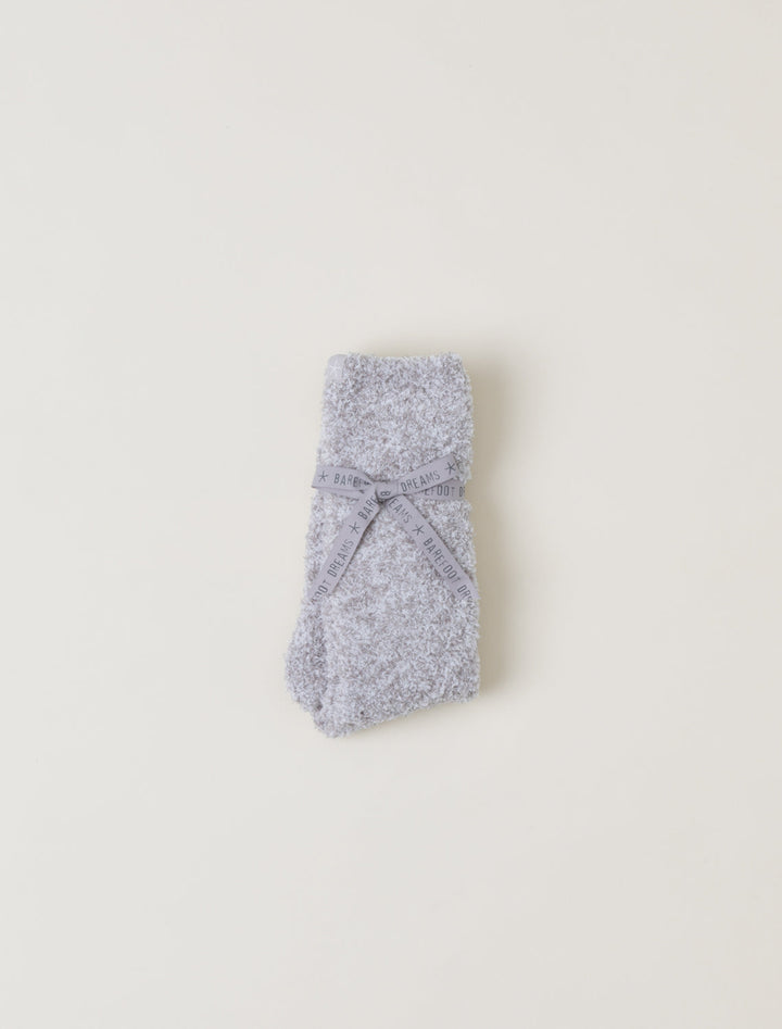 Barefoot Dreams: CozyChic Heathered Socks in Oyster / White