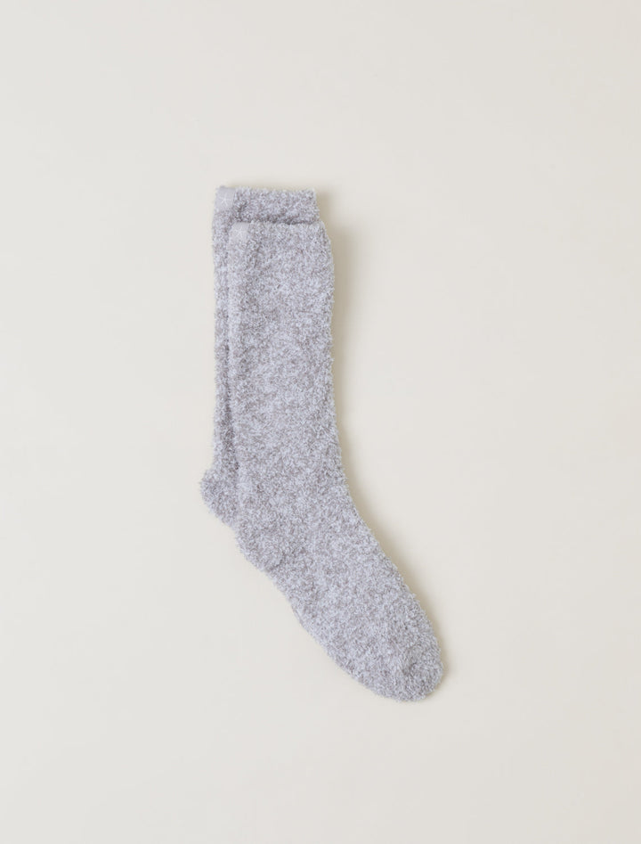 Barefoot Dreams: CozyChic Heathered Socks in Oyster / White