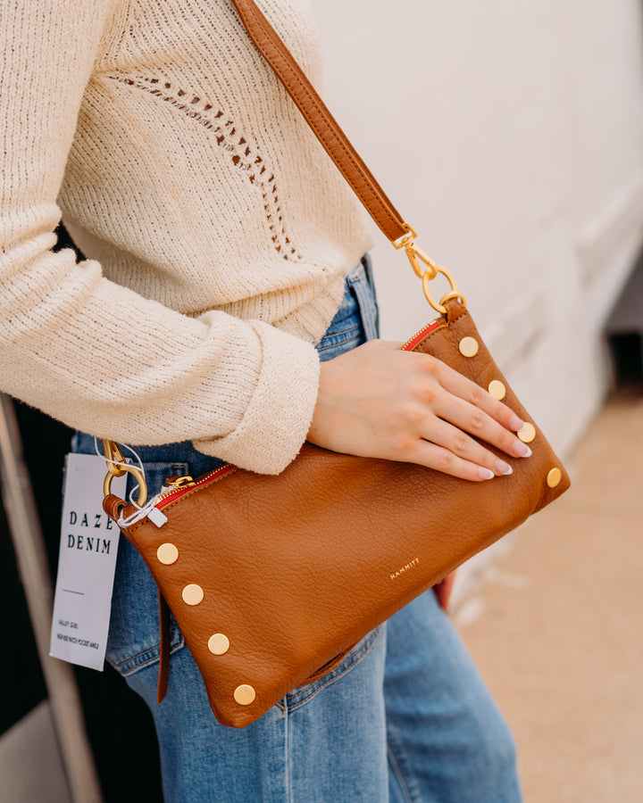 Hammitt: Kyle Handbag in Mahogany Pebble/Brushed Gold