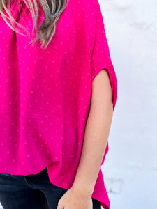 Ivy Jane: Clip Dot Bow Back Top in Fuchsia