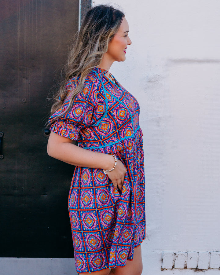 Sister Mary: Talia Dress in Pink Tiles