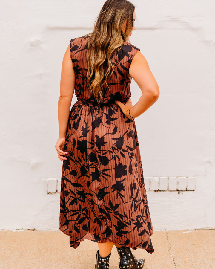 Elan: Brown Foliage Maxi Dress