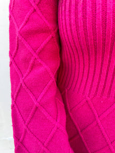 Esqualo: Rib & Pattern Dress in Fushia