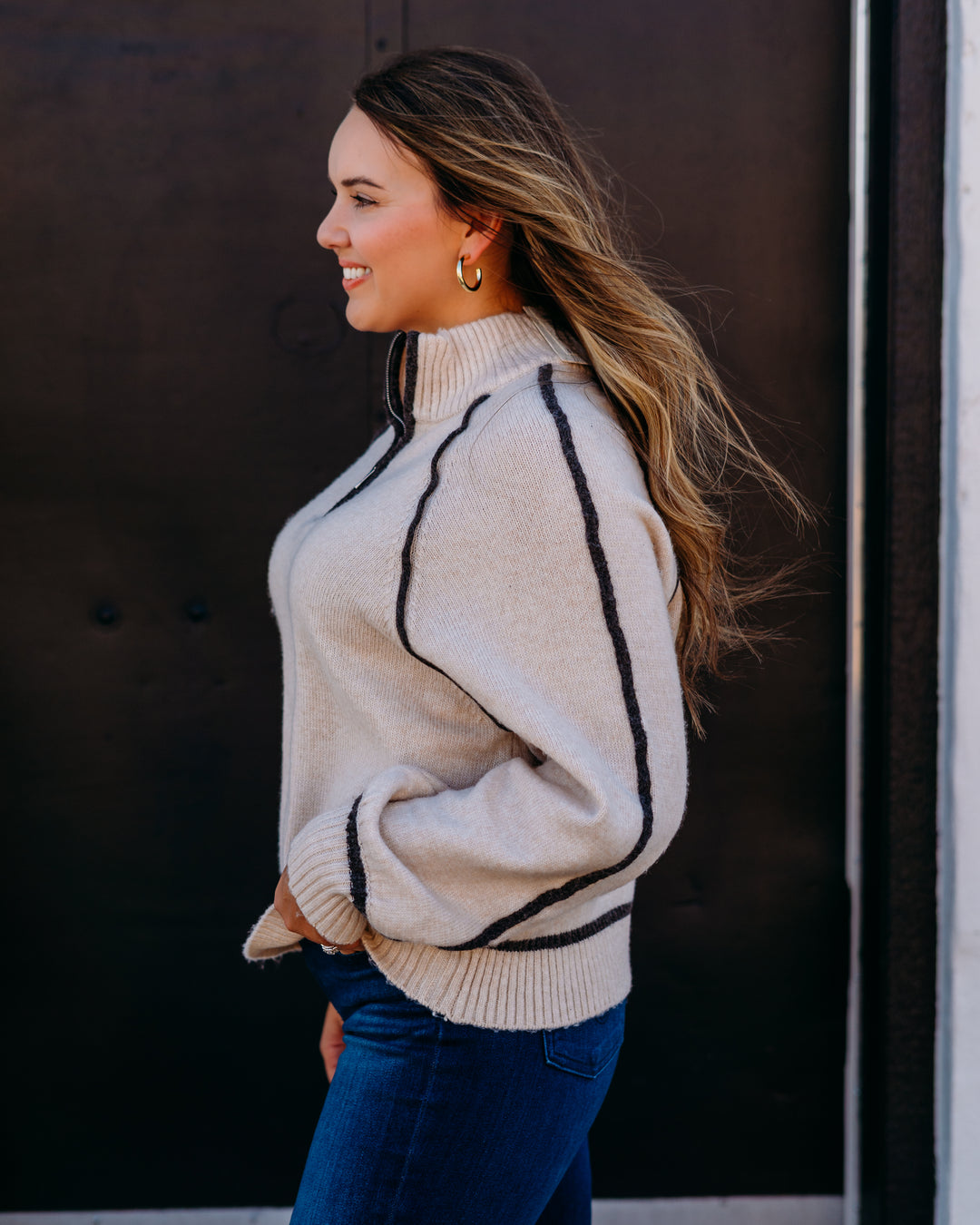Z Supply: Alps Half Zip Sweater in Light Oatmeal Heather