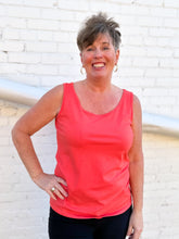 Load image into Gallery viewer, Multiples: Double Scoop Neck Solid Knit Tank Top in Coral M14105TM
