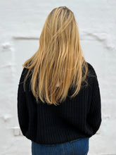 Load image into Gallery viewer, Glam: Open Cable Knit Sweater in Black GSW2804
