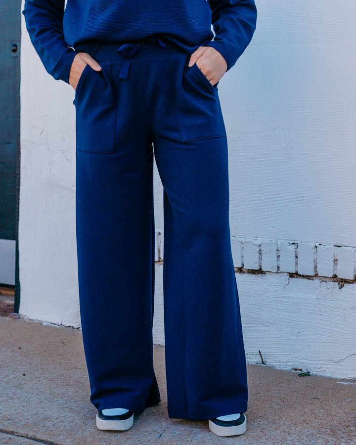 Spanx Airessentials: French Rib Wide Leg Pant in Timeless Navy (22404R) - The Vogue Boutique