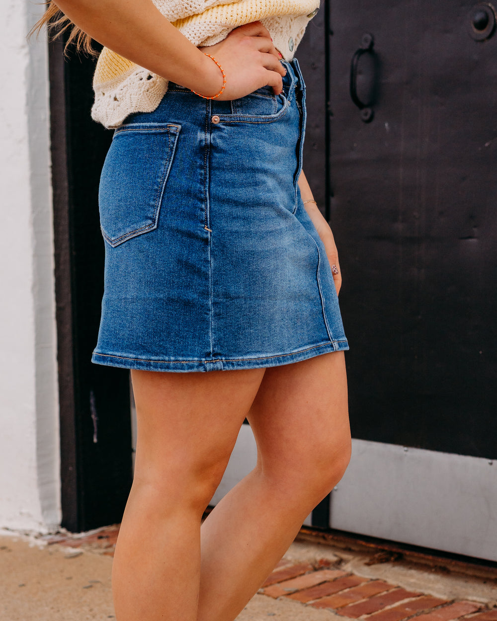 Dear John: Quinn Jean Skirt in Fog Sky - The Vogue Boutique