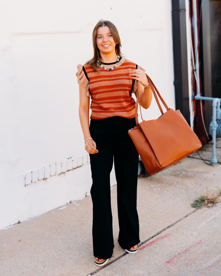 Another Love: Kassandra Short Sleeve Sweater in Brown Sugar