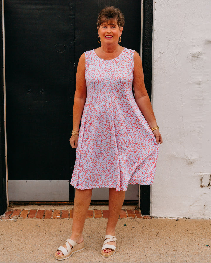 Multiples: Multi-Panel Scoop Neck Tank Dress in Dot multi (M26104DM)