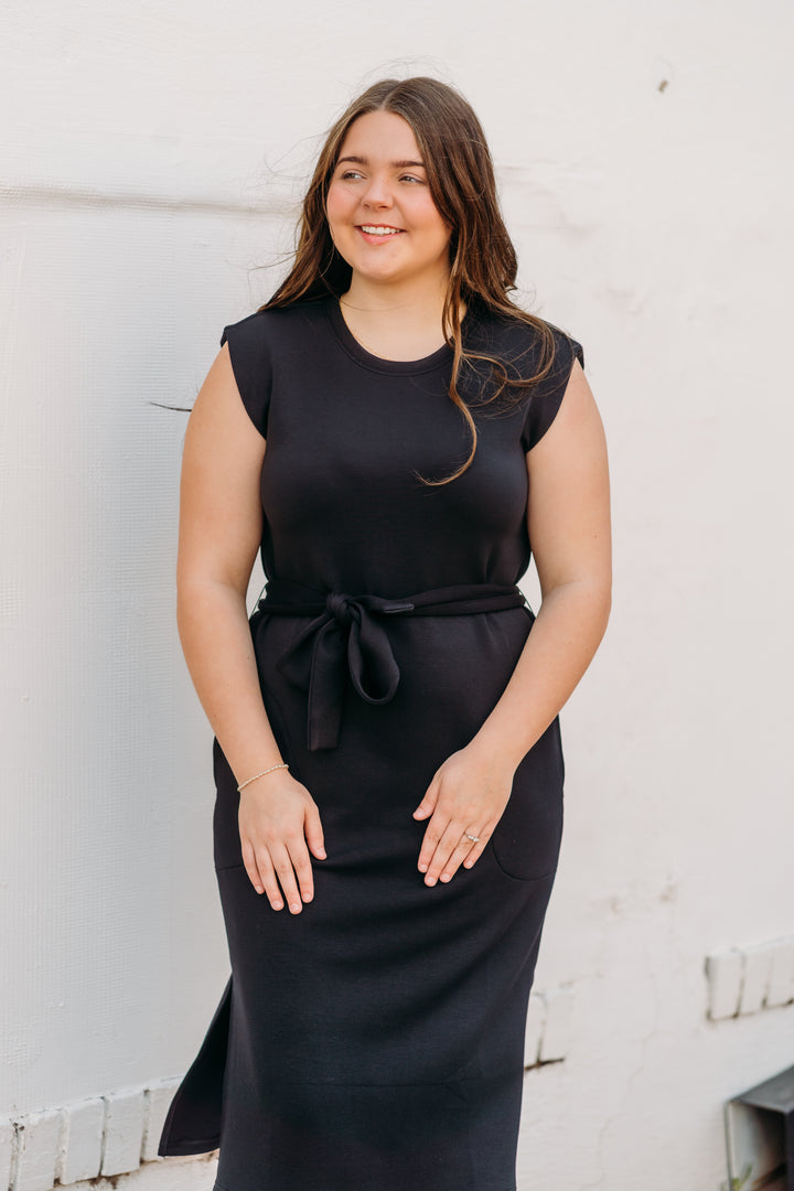 Spanx: AirEssentials Tie-Waist Tank Dress in Black