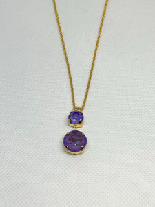 Mariana: Gold Large Double Stone Rivoli Pendant in Sun-Kissed in “Lavender”